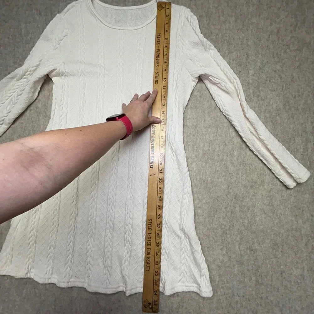 Cream Cable Knit Crew Neck Long Sleeve Tunic Dress Women's‎ XL NWOT